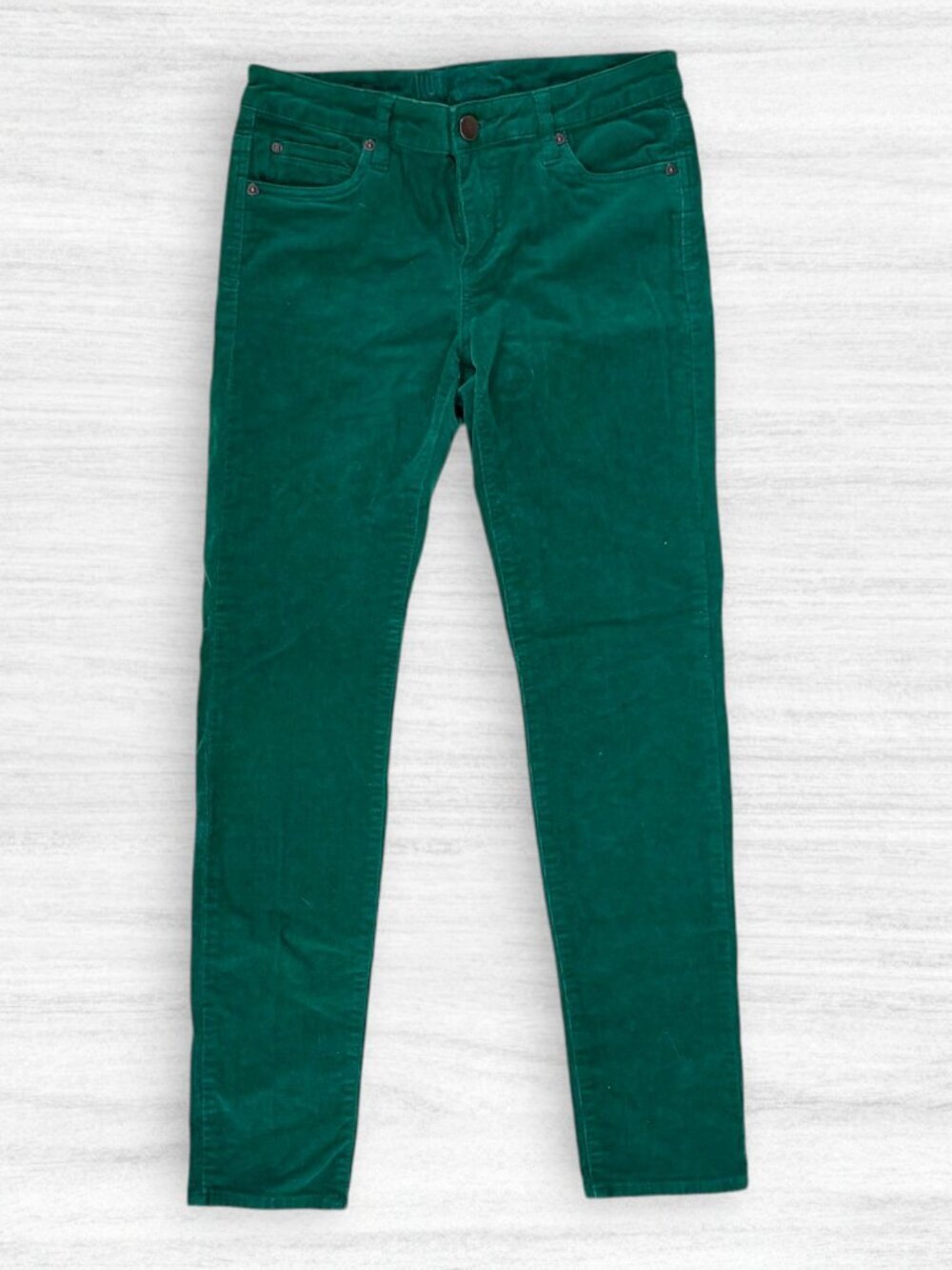 KUT from the Kloth Diana Skinny Corduroy Pants Size 6 Emerald Green Christmas